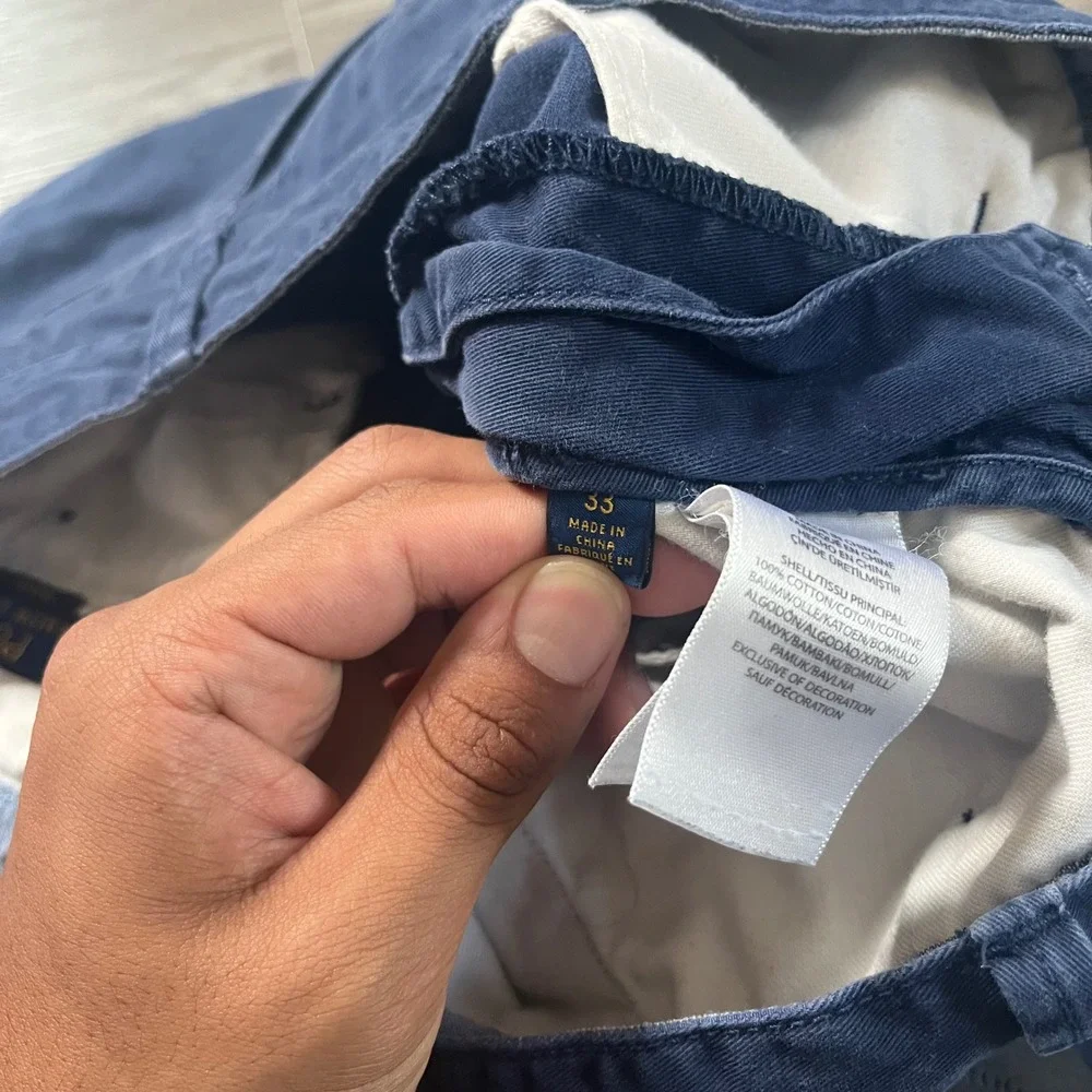 Polo Ralph Lauren Mens Relaxed Fit Chino Shorts Navy Blue Cotton Size 33 PONY